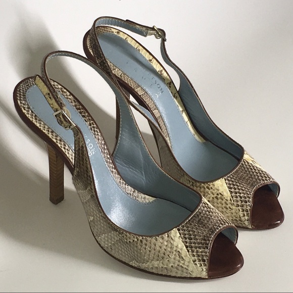 Lamberston Truex  Watersnake Peep Toe Heel… - Picture 1 of 15